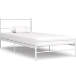 vidaXL - Bed frame met hoofdeinde - Wit - Metaal - 90 x 200 cm