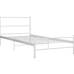 vidaXL - Bed frame met hoofdeinde - Wit - Metaal - 90 x 200 cm