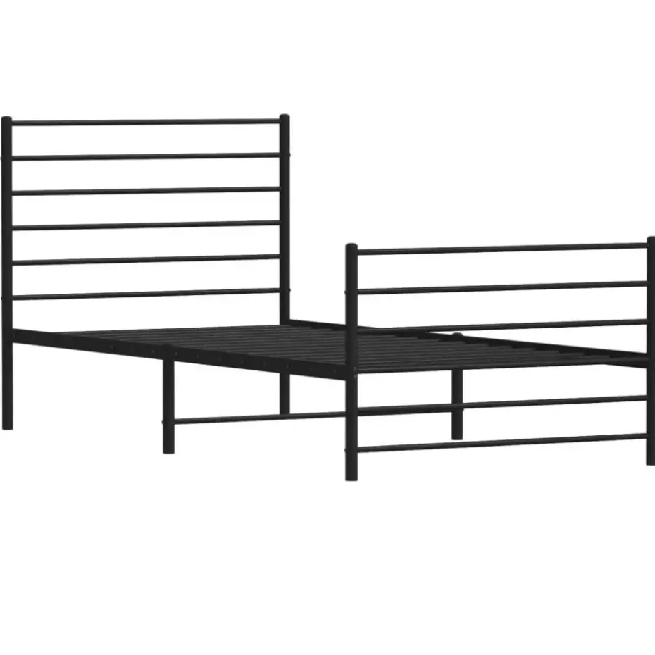 vidaXL - Bed frame met hoofdeinde - Zwart - Metaal - 90x200 cm