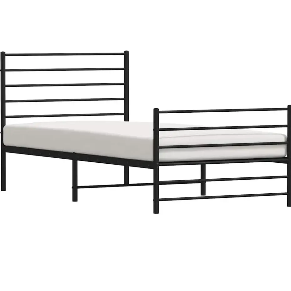 vidaXL - Bed frame met hoofdeinde - Zwart - Metaal - 90x200 cm