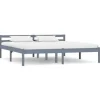 vidaXL - Bed frame met hoofdeinde - Grijs - Massief grenenhout - 160x200 cm