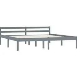 vidaXL - Bed frame met hoofdeinde - Grijs - Massief grenenhout - 160x200 cm