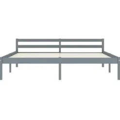 vidaXL - Bed frame met hoofdeinde - Grijs - Massief grenenhout - 160x200 cm
