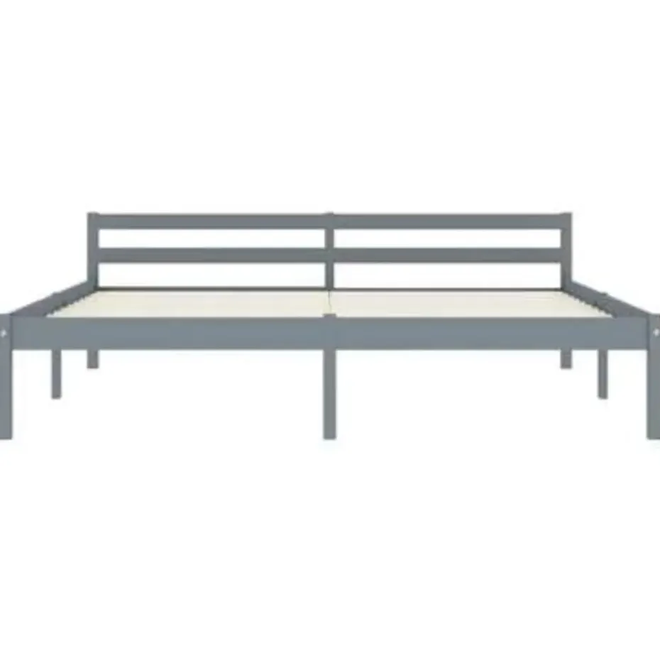 vidaXL - Bed frame met hoofdeinde - Grijs - Massief grenenhout - 160x200 cm