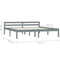 vidaXL - Bed frame met hoofdeinde - Grijs - Massief grenenhout - 160x200 cm
