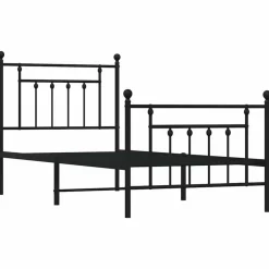 vidaXL - Bed frame met hoofd- en voeteneinde - Zwart - Metaal - 90x190 cm