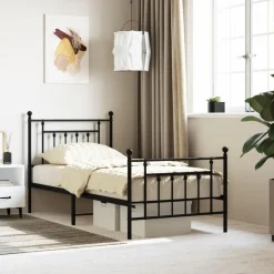 vidaXL - Bed frame met hoofd- en voeteneinde - Zwart - Metaal - 90x190 cm