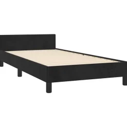 vidaXL - Bed frame met hoofdeinde zonder matras - Zwart - Fluweel - 90x200 cm