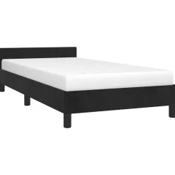 vidaXL - Bed frame met hoofdeinde zonder matras - Zwart - Fluweel - 90x200 cm