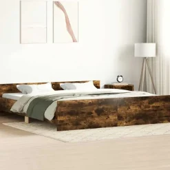 vidaXL - Bed frame met hoofd- en voeteneinde - Gerookt eiken - 180x200 cm