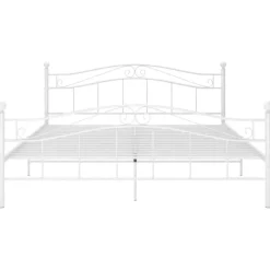 vidaXL - Bed frame met hoodfbord en lattenbodem - Wit - Metaal - 140x200 cm