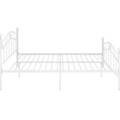 vidaXL - Bed frame met hoodfbord en lattenbodem - Wit - Metaal - 140x200 cm