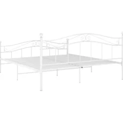 vidaXL - Bed frame met hoodfbord en lattenbodem - Wit - Metaal - 140x200 cm