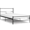 vidaXL - Bed frame met hoofdeinde en lanttenbodem - Zwart - Metaal - 90x200 cm