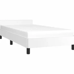 vidaXL - Bed frame met hoofdeinde zonder matras - Wit - Hout - 90x200 cm