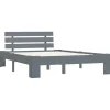 vidaXL - Bed frame met hoofdbord - Grijs - Massief grenenhout - 120x200 cm