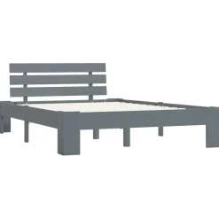 vidaXL - Bed frame met hoofdbord - Grijs - Massief grenenhout - 120x200 cm