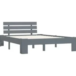 vidaXL - Bed frame met hoofdbord - Grijs - Massief grenenhout - 120x200 cm