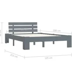 vidaXL - Bed frame met hoofdbord - Grijs - Massief grenenhout - 120x200 cm