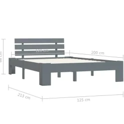 vidaXL - Bed frame met hoofdbord - Grijs - Massief grenenhout - 120x200 cm