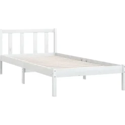 vidaXL - Bed frame met hoofdeinde - Wit - Massief grenenhout - 90x200 cm