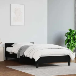 vidaXL - Bed frame met hoofdeinde - Zwart - Kunstleer - 80x200 cm