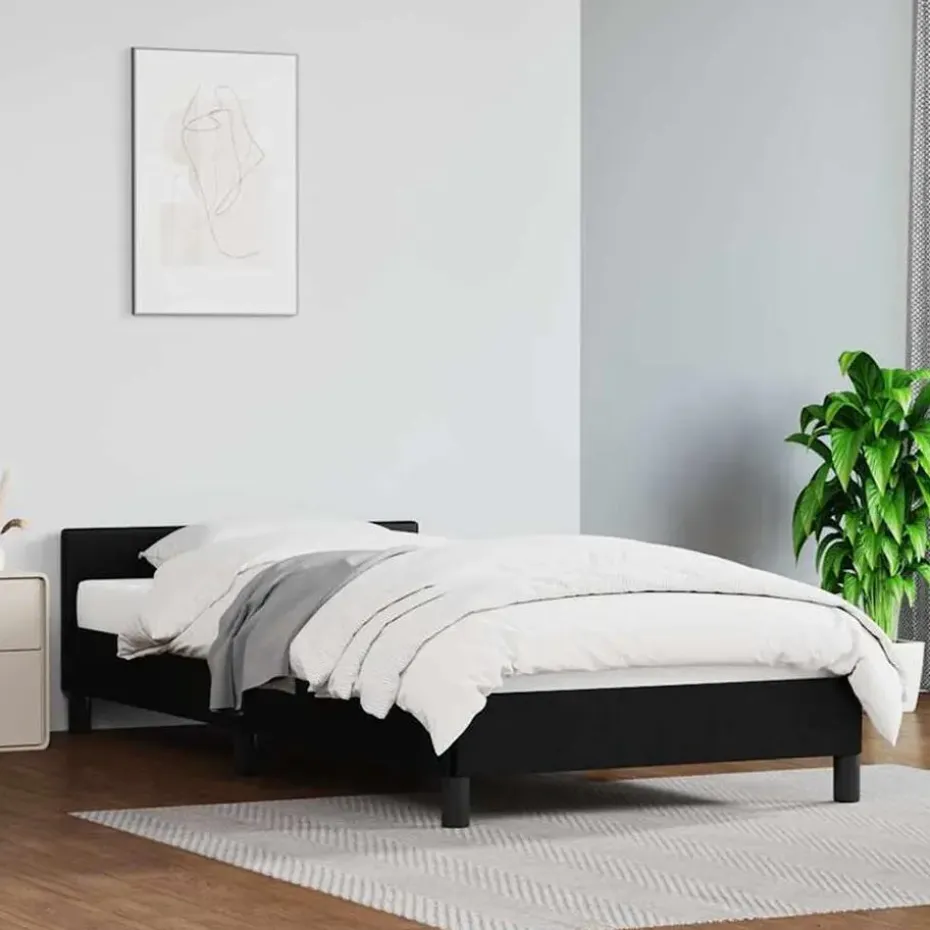 vidaXL - Bed frame met hoofdeinde - Zwart - Kunstleer - 80x200 cm