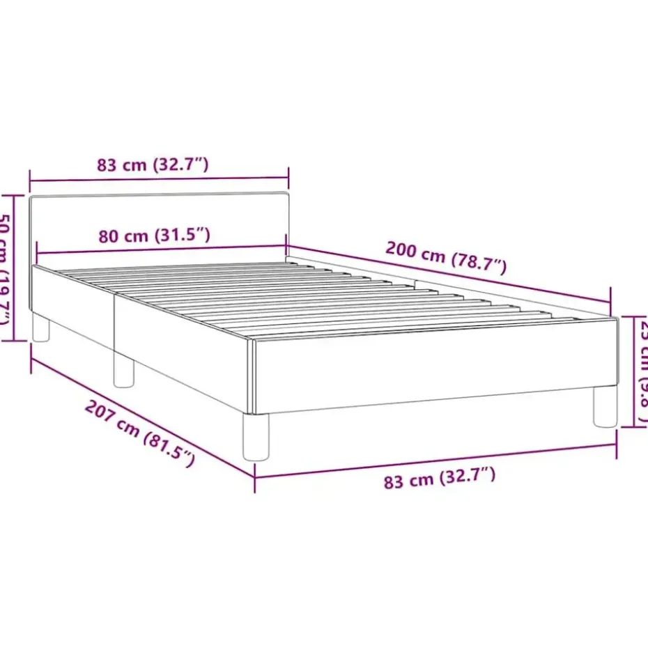 vidaXL - Bed frame met hoofdeinde - Zwart - Kunstleer - 80x200 cm