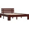 vidaXL - Bed frame met hoofdbord - Donkerbruin - Massief grenenhout - 120x200 cm