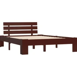 vidaXL - Bed frame met hoofdbord - Donkerbruin - Massief grenenhout - 120x200 cm