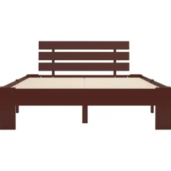 vidaXL - Bed frame met hoofdbord - Donkerbruin - Massief grenenhout - 120x200 cm