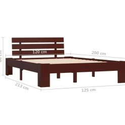 vidaXL - Bed frame met hoofdbord - Donkerbruin - Massief grenenhout - 120x200 cm