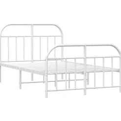 vidaXL - Bed frame met hoofd- en voeteneinde - Wit - Metaal - 120x200 cm
