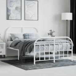 vidaXL - Bed frame met hoofd- en voeteneinde - Wit - Metaal - 120x200 cm