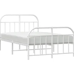 vidaXL - Bed frame met hoofd- en voeteneinde - Wit - Metaal - 120x200 cm