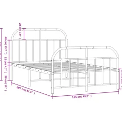 vidaXL - Bed frame met hoofd- en voeteneinde - Wit - Metaal - 120x200 cm