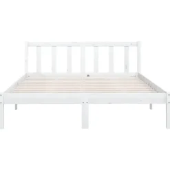 vidaXL - Bed frame met hoofdeinde - Wit - Massief grenenhout - 160x200 cm