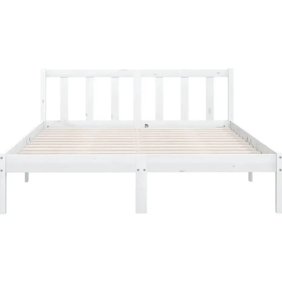 vidaXL - Bed frame met hoofdeinde - Wit - Massief grenenhout - 160x200 cm