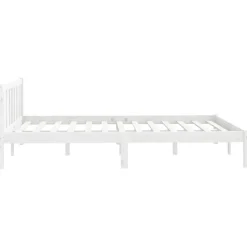 vidaXL - Bed frame met hoofdeinde - Wit - Massief grenenhout - 160x200 cm