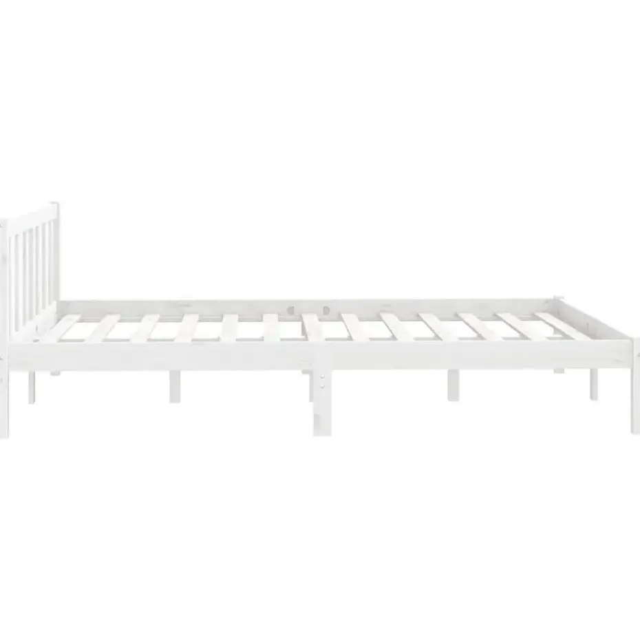 vidaXL - Bed frame met hoofdeinde - Wit - Massief grenenhout - 160x200 cm