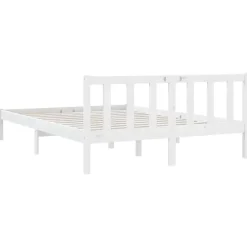 vidaXL - Bed frame met hoofdeinde - Wit - Massief grenenhout - 160x200 cm
