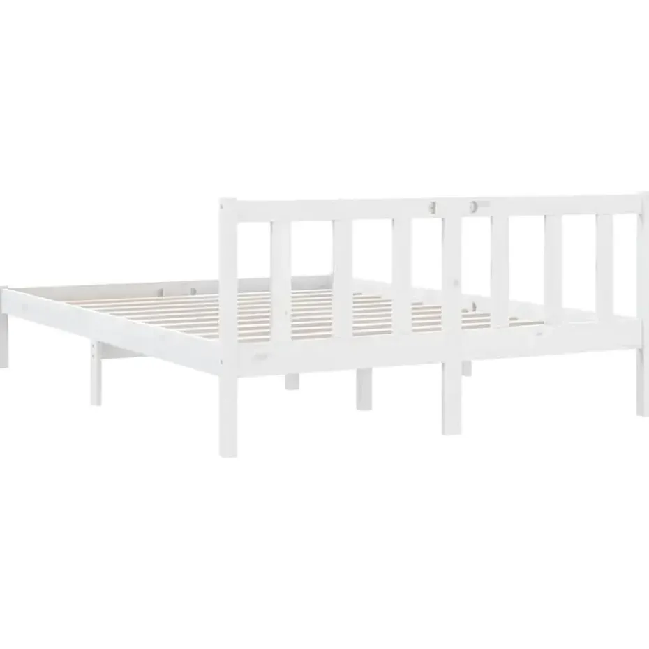 vidaXL - Bed frame met hoofdeinde - Wit - Massief grenenhout - 160x200 cm