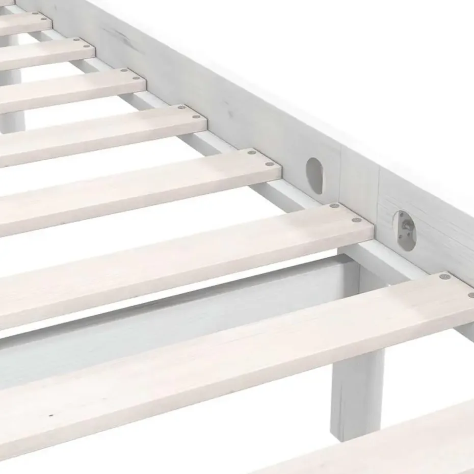 vidaXL - Bed frame met hoofdeinde - Wit - Massief grenenhout - 160x200 cm