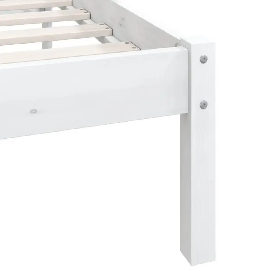 vidaXL - Bed frame met hoofdeinde - Wit - Massief grenenhout - 160x200 cm