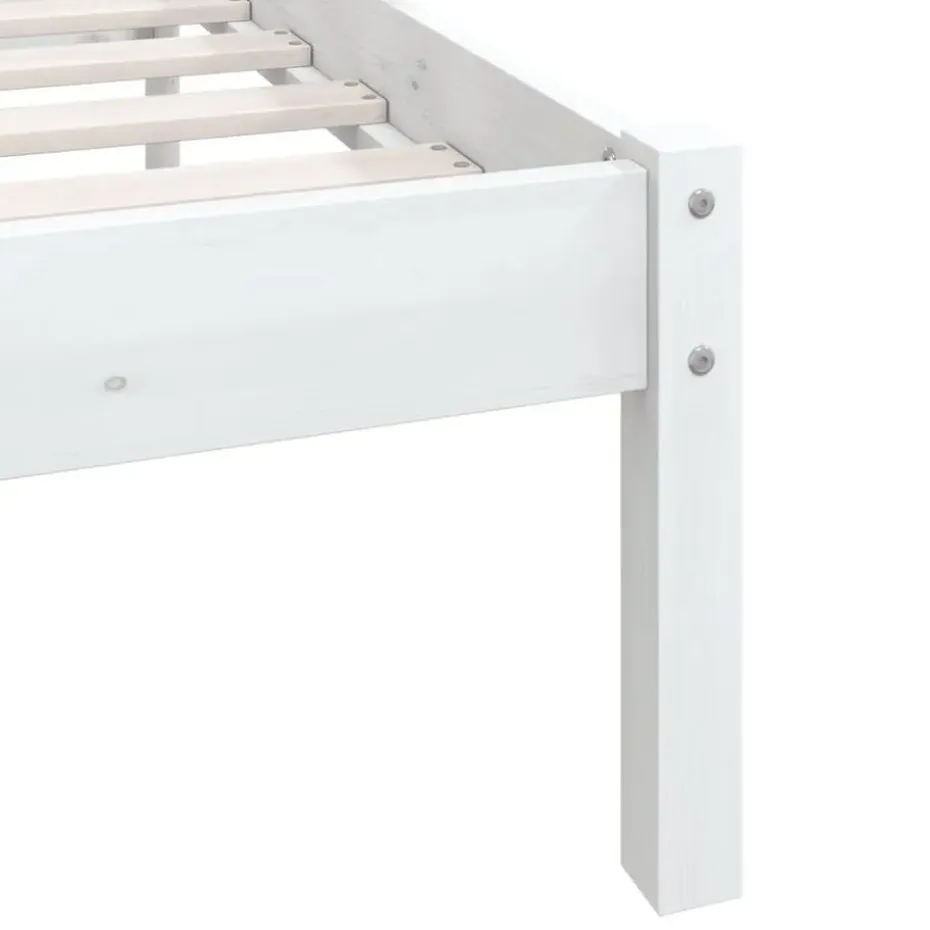 vidaXL - Bed frame met hoofdeinde - Wit - Massief grenenhout - 160x200 cm