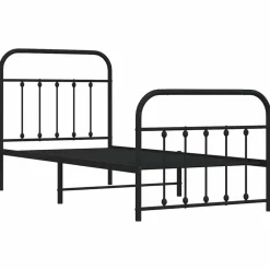 vidaXL - Bed frame met hoofd- en voeteneinde - Zwart - Metaal - 90x200 cm