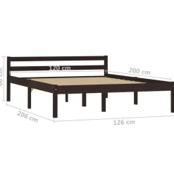 vidaXL - Bed frame met hoofdbord - Donkerbruin - Grenenhout - 120x200 cm