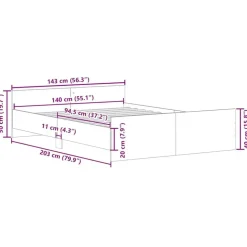 vidaXL - Bed frame met hoofd- en voeteneinde - Wit - 140x200 cm