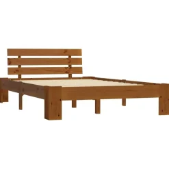vidaXL - Bed frame met hoofdbord - Honingbruin - Grenenhout - 140x200 cm