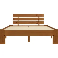 vidaXL - Bed frame met hoofdbord - Honingbruin - Grenenhout - 140x200 cm
